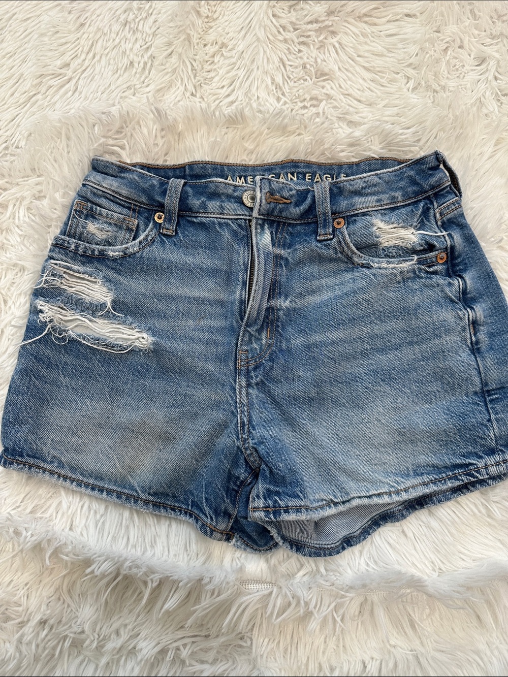 American Eagle Outfitters Light Blue Distressed Denim Shorts